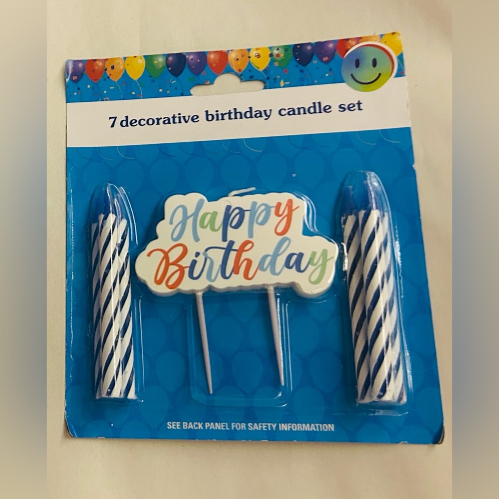 New 7 "Happy Birthday" Candles Blue Large Happy Birthday Candle made Vietnam - Picture 1 of 10